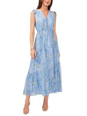 Vince Camuto Women's Printed V-Neck Sleeveless Maxi Dress Size S